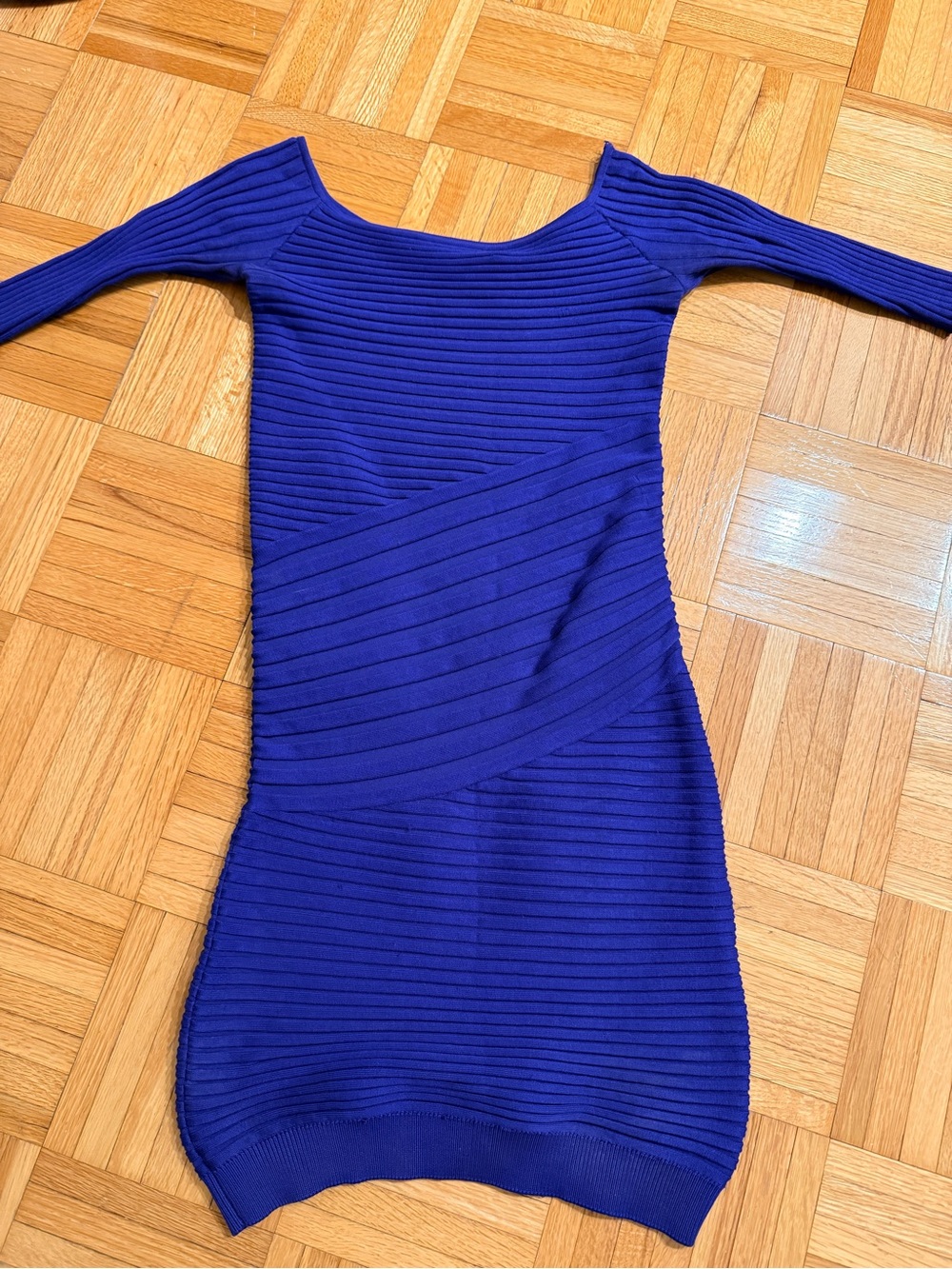Marciano Royal Blue Ribbed Bodycon Knit Dress